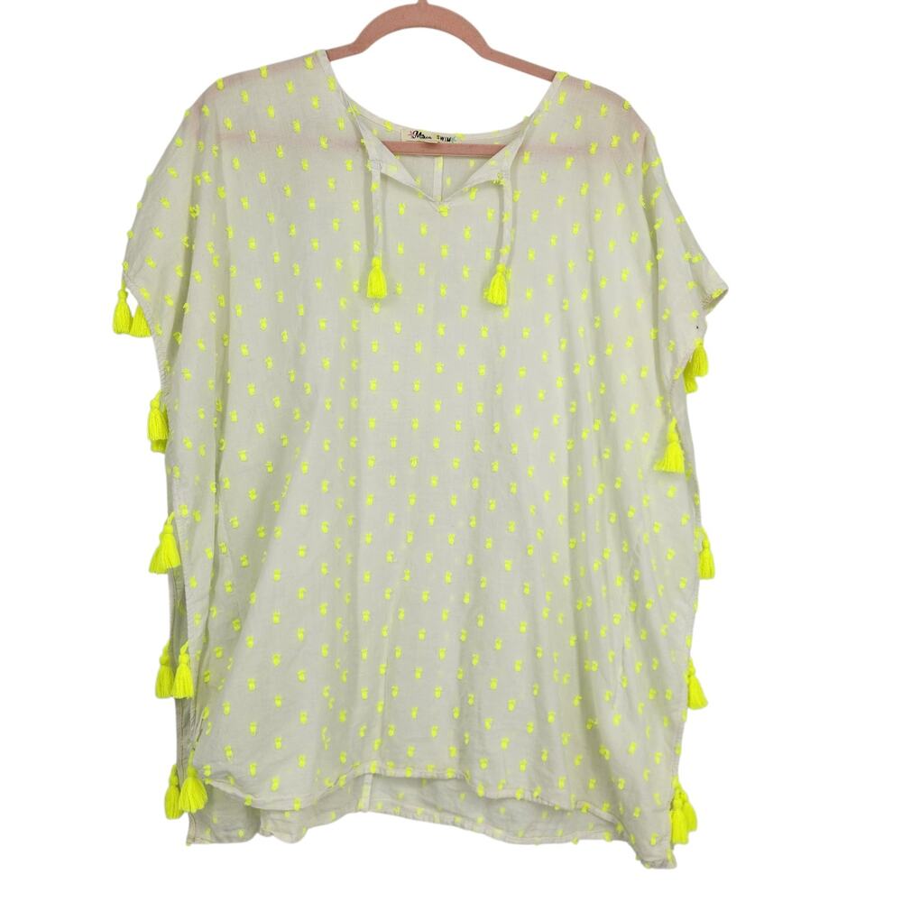 Miken Swim White Fringe Tassel Beach Cover-Up